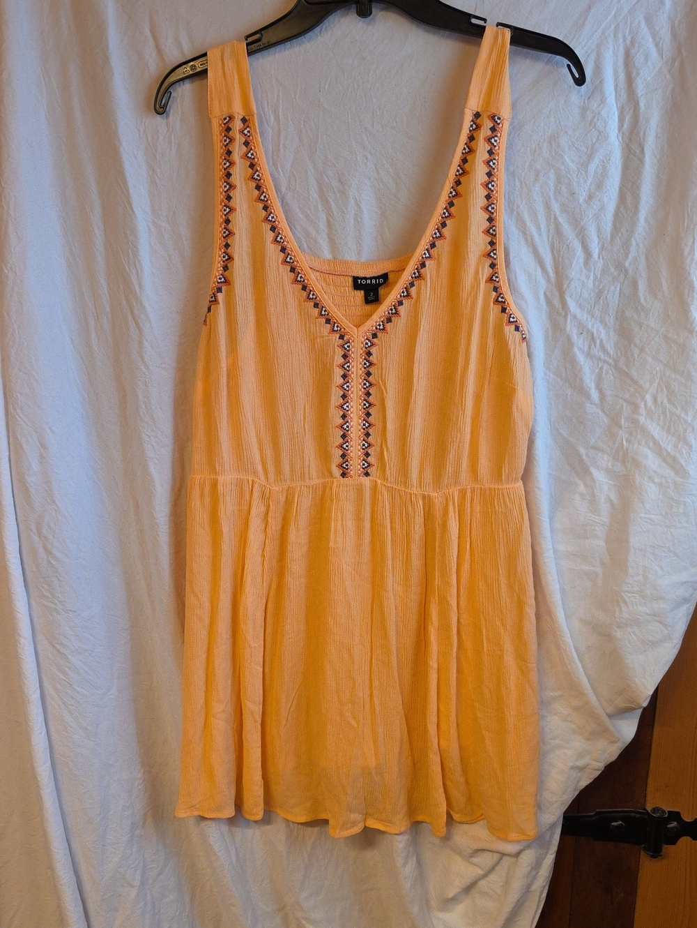 torrid Peach Embroidered Sleeveless Mini Dress